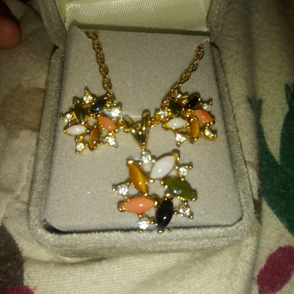 Earrings and necklace